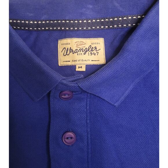 Wrangler Boys Youth Polo Shirt Size M Blue Short Sleeve T-Shirt EUC - Picture 3 of 7